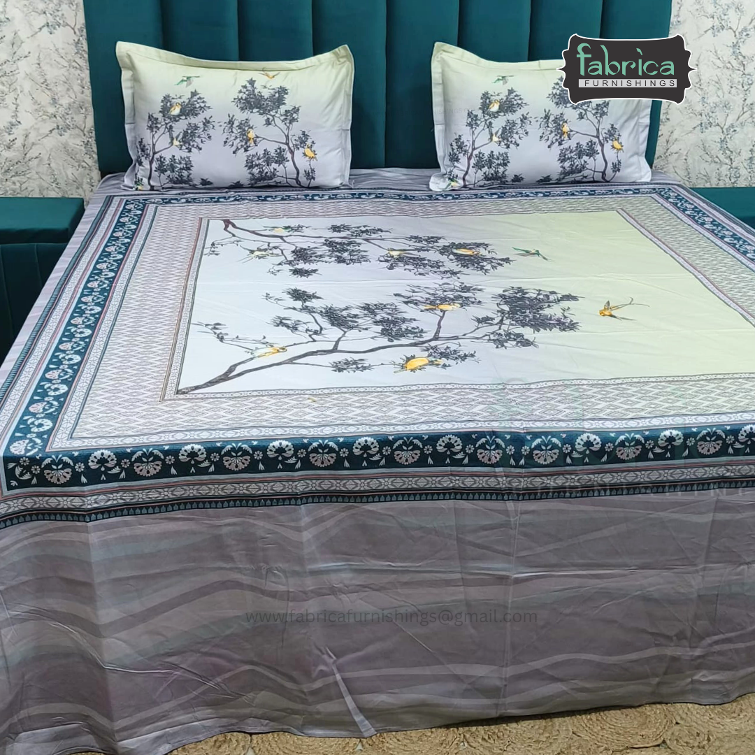 Digital Raga Printed King Size (400 Tc) Pure Cotton Bedsheet