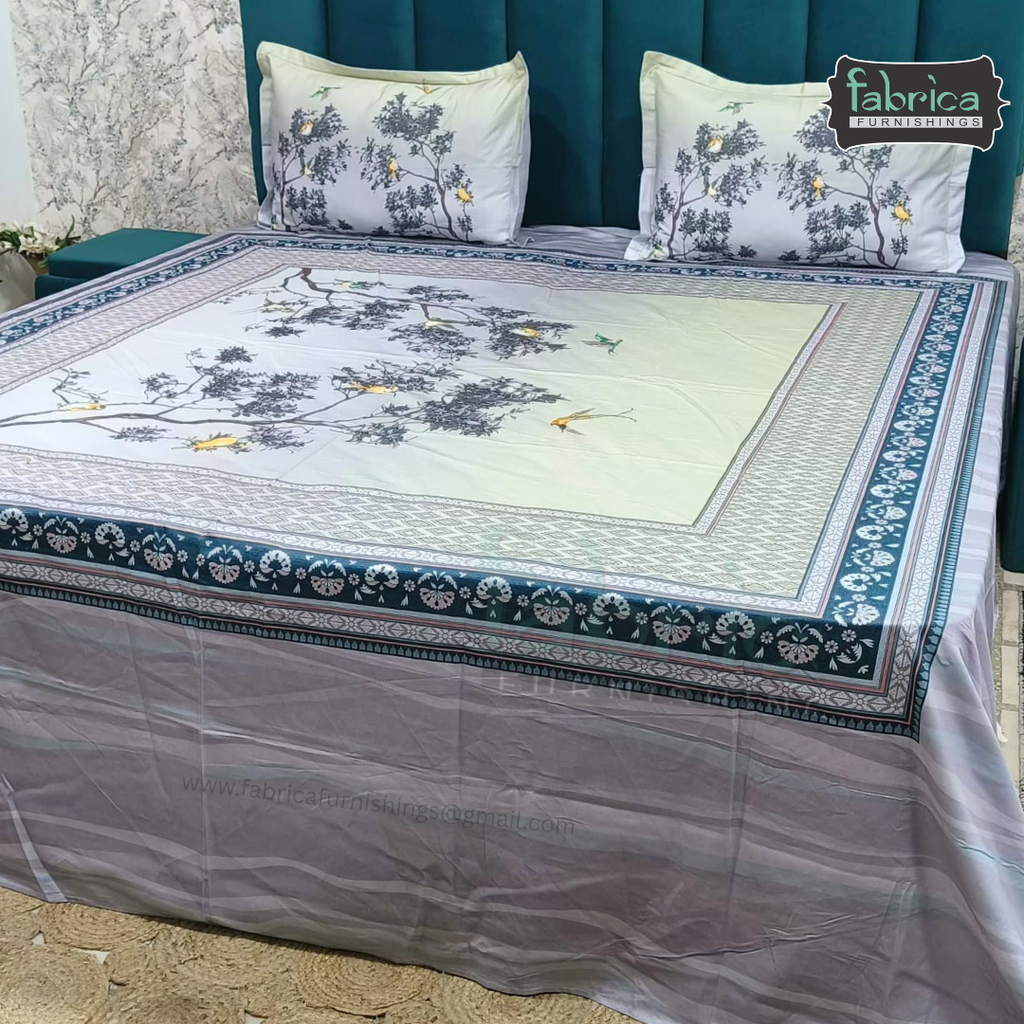 Digital Raga Printed King Size (400 Tc) Pure Cotton Bedsheet