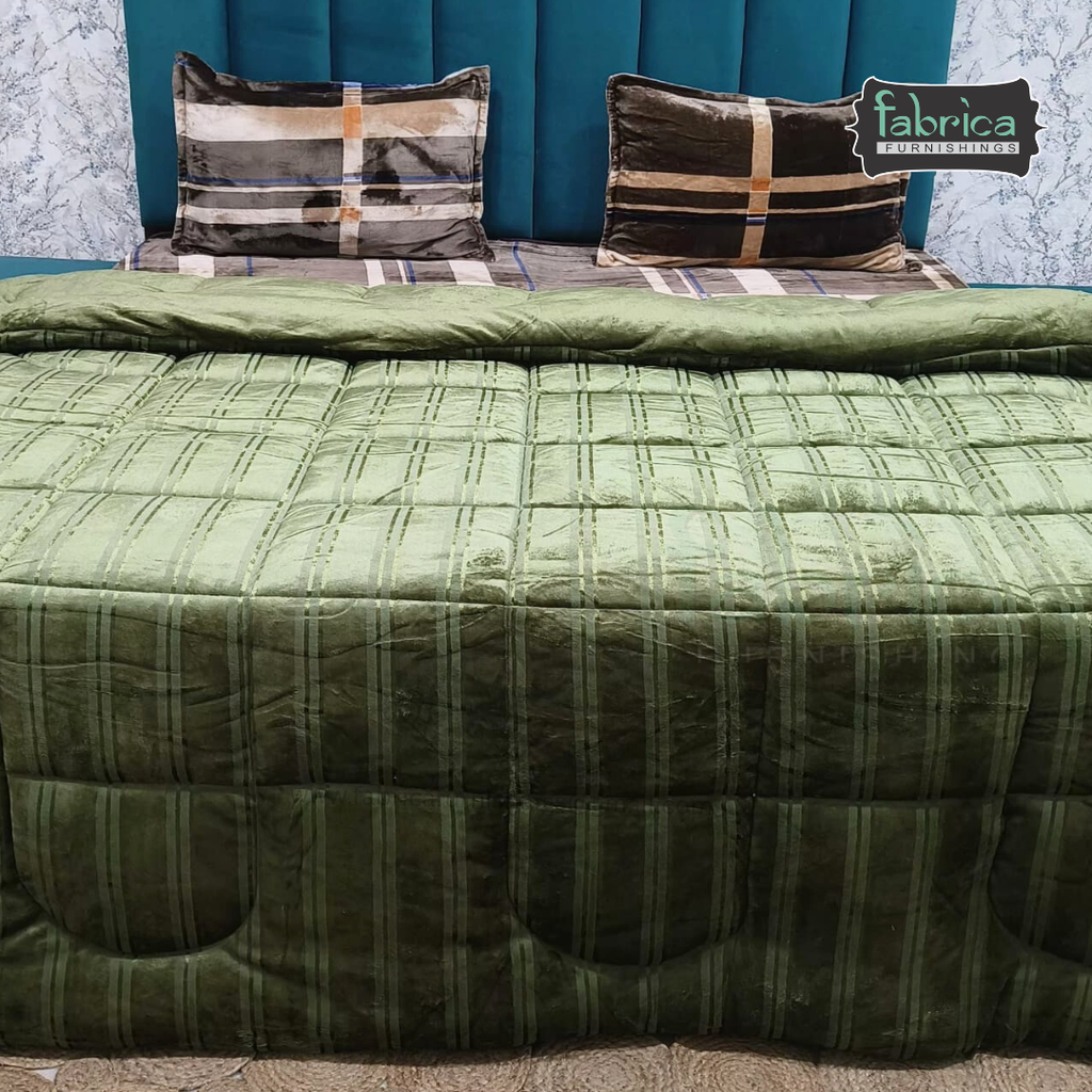 Elite Metalic Effect Solid Color Double Bed Reversible Winter Quilt