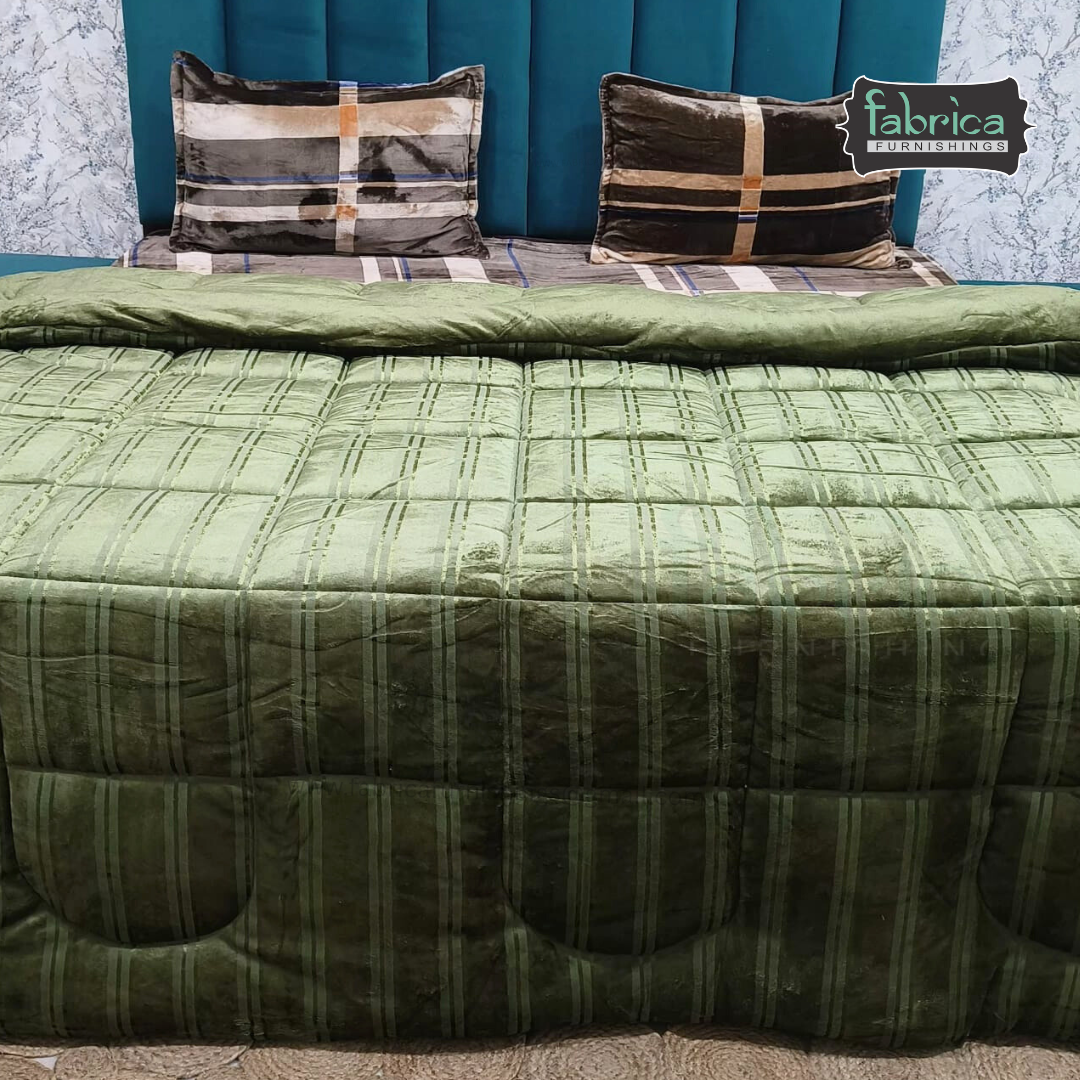 Elite Metalic Effect Solid Color Double Bed Reversible Winter Quilt