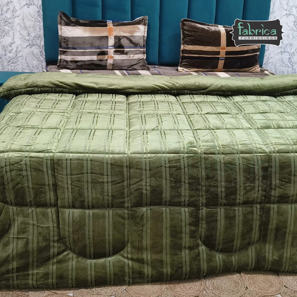 Elite Metalic Effect Solid Color Double Bed Reversible Winter Quilt