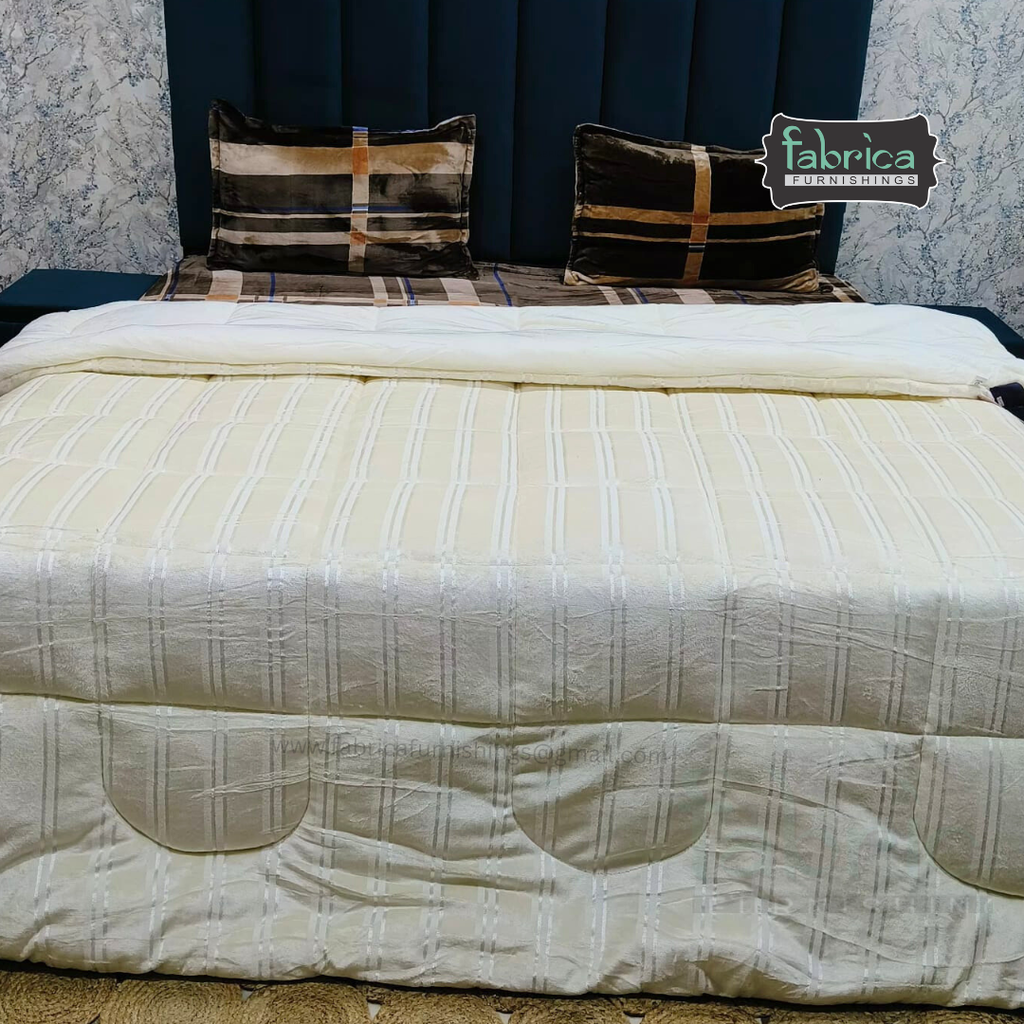 Elite Metalic Effect Solid Color Double Bed Reversible Winter Quilt