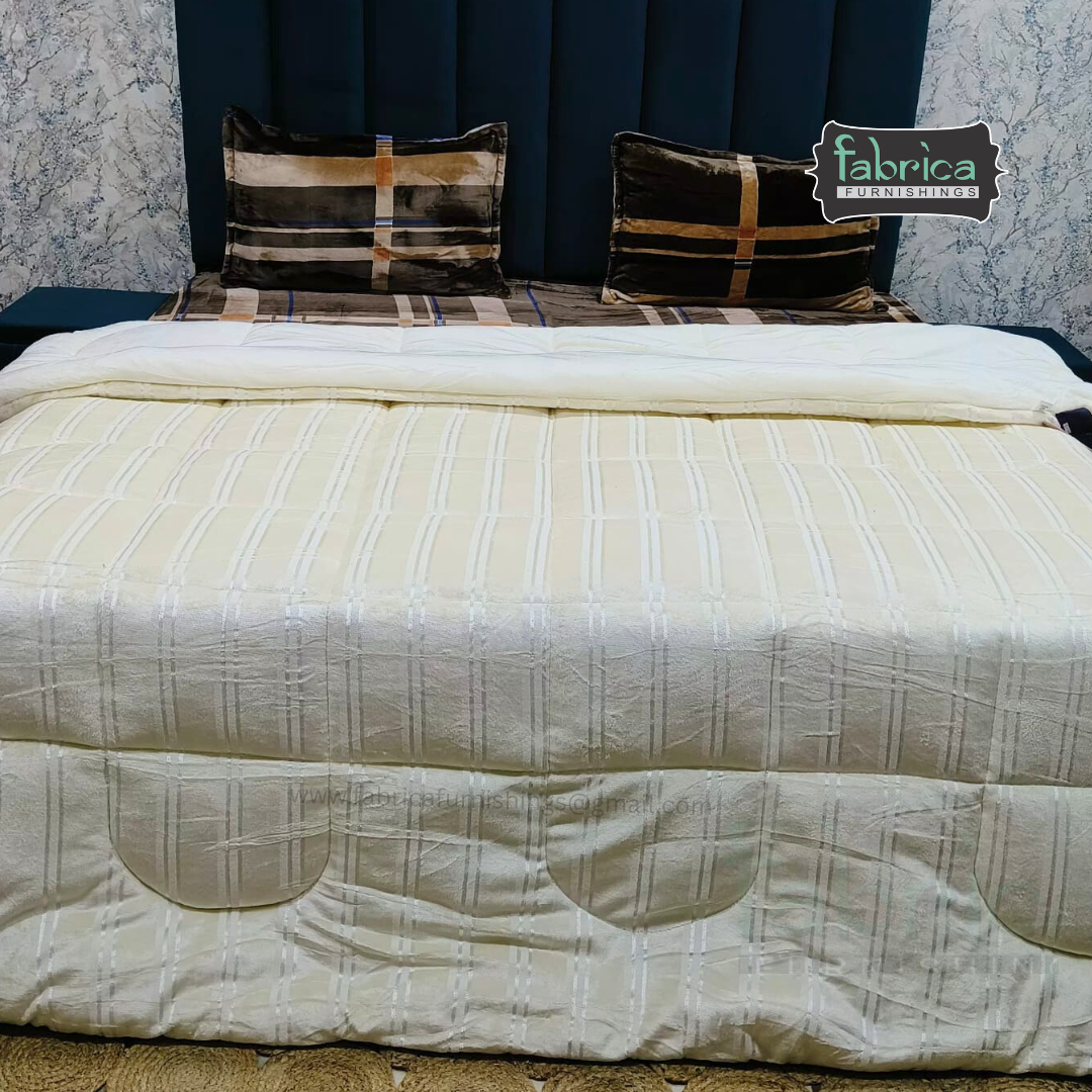 Elite Metalic Effect Solid Color Double Bed Reversible Winter Quilt