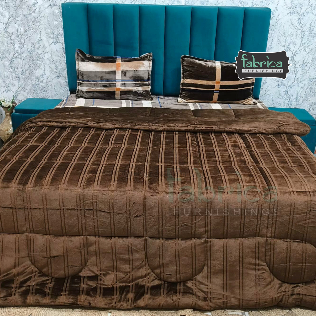Elite Metalic Effect Solid Color Double Bed Reversible Winter Quilt