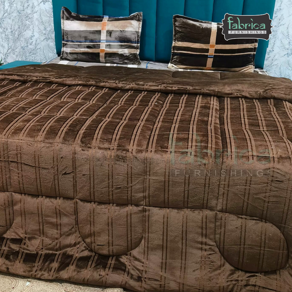 Elite Metalic Effect Solid Color Double Bed Reversible Winter Quilt