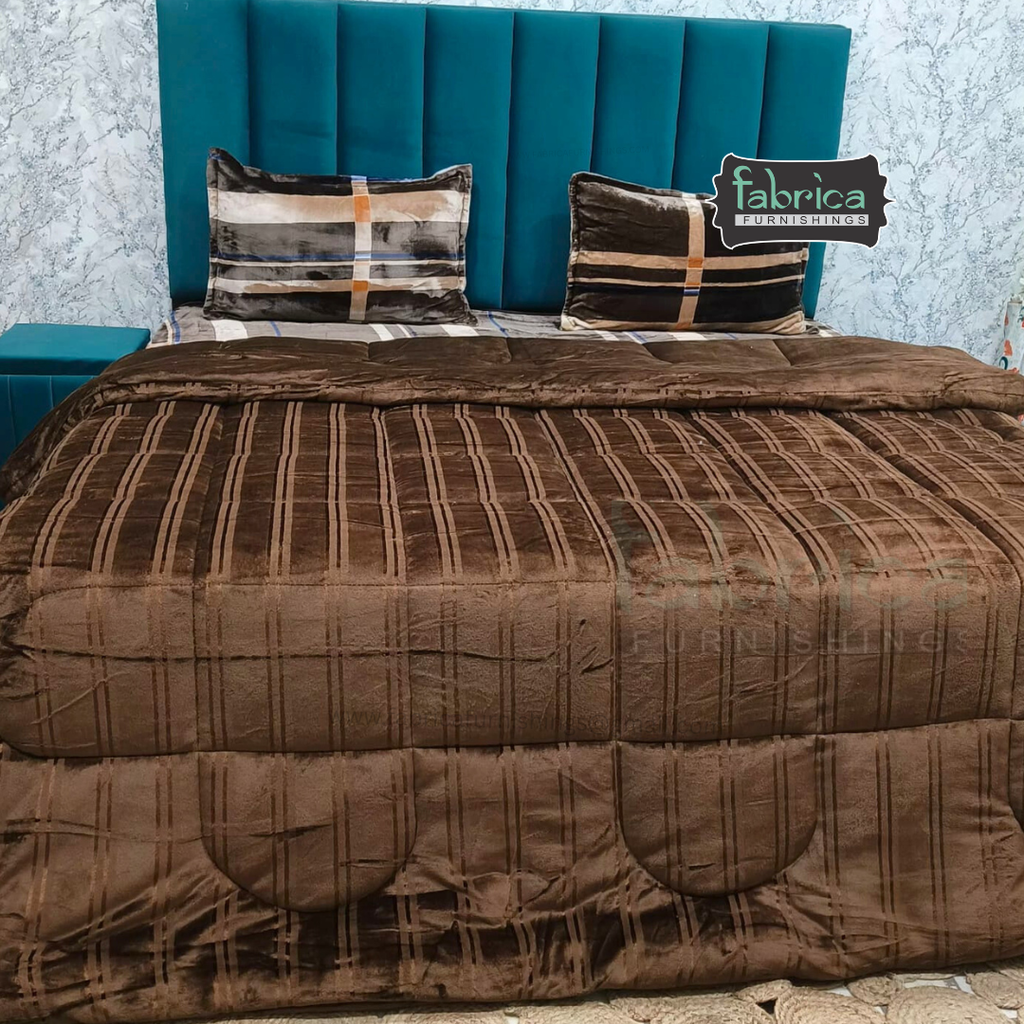 Elite Metalic Effect Solid Color Double Bed Reversible Winter Quilt