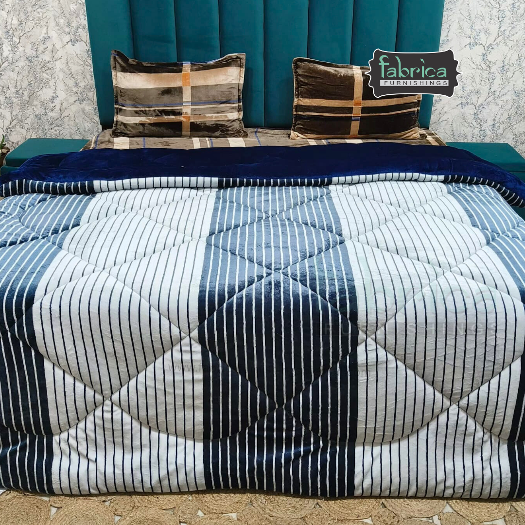 Softora Stripe Printed King Size Reversible Winter Quilts