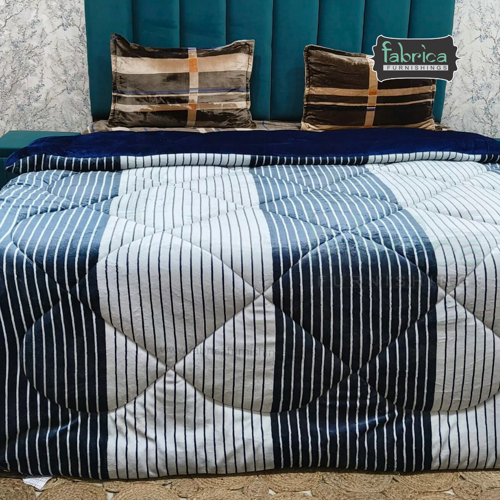 Softora Stripe Printed King Size Reversible Winter Quilts