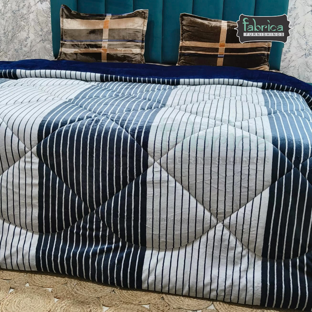 Softora Stripe Printed King Size Reversible Winter Quilts