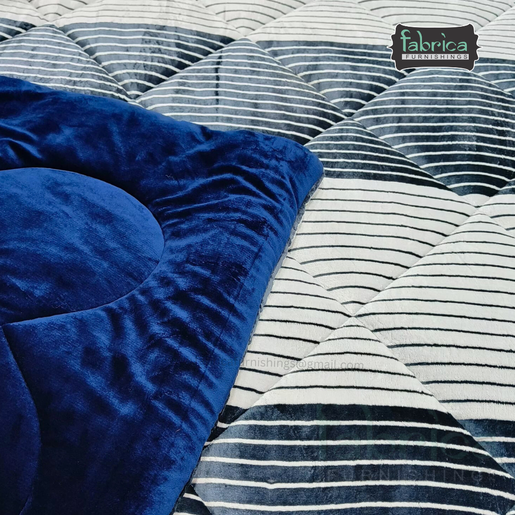 Softora Stripe Printed King Size Reversible Winter Quilts