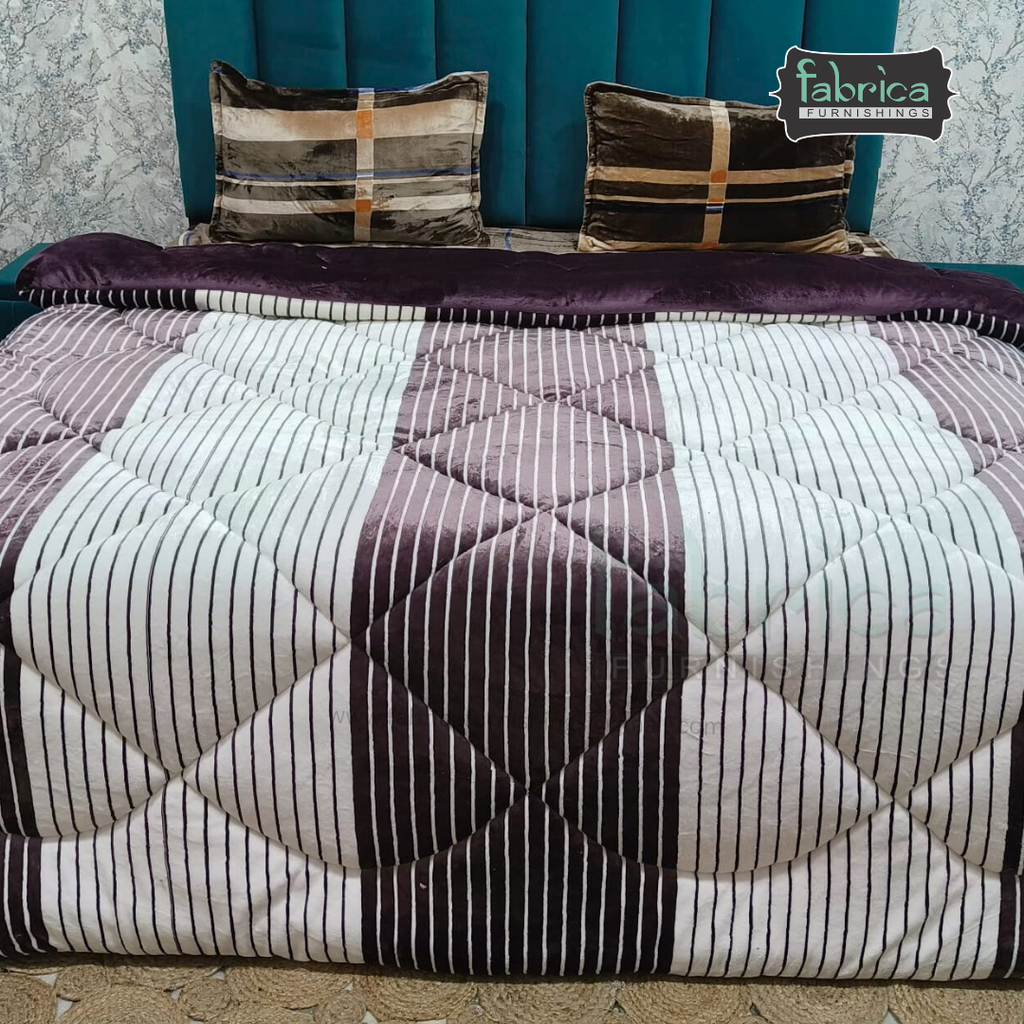 Softora Stripe Printed King Size Reversible Winter Quilts