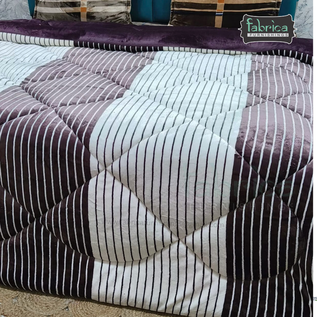 Softora Stripe Printed King Size Reversible Winter Quilts