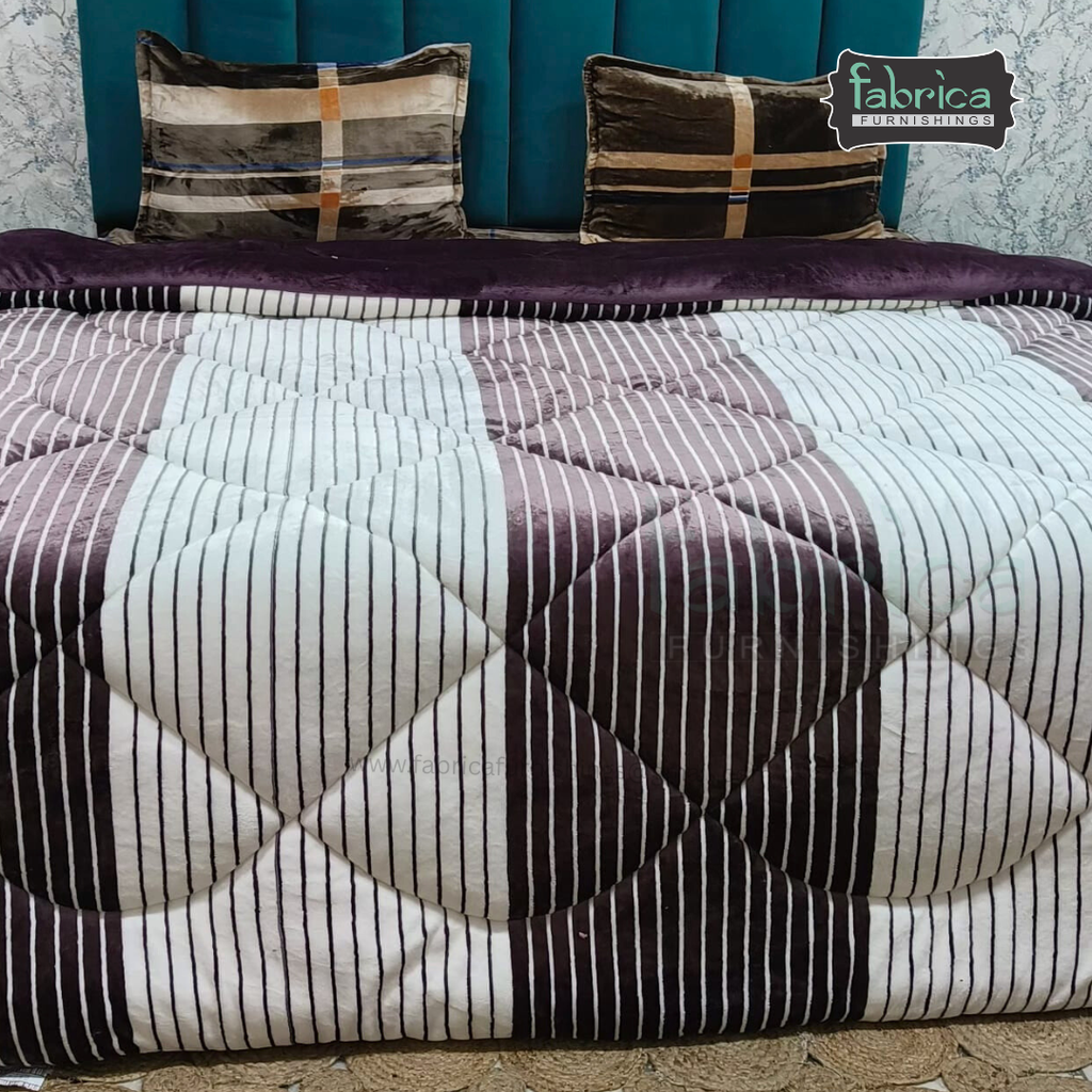 Softora Stripe Printed King Size Reversible Winter Quilts
