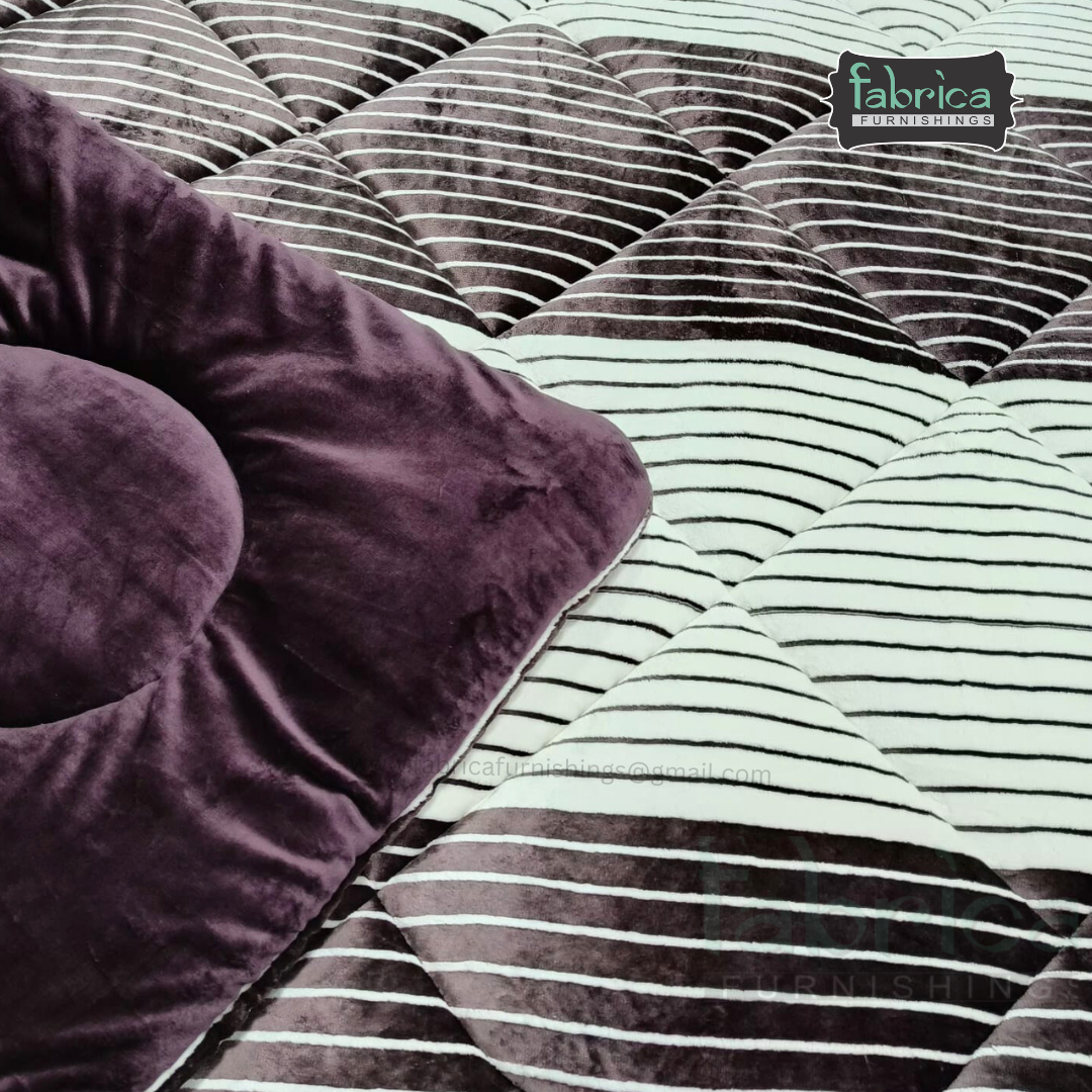 Softora Stripe Printed King Size Reversible Winter Quilts