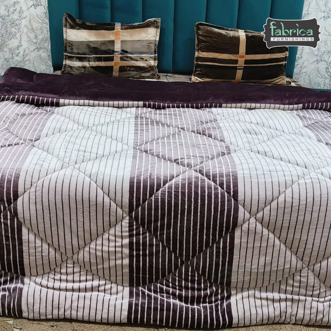 Softora Stripe Printed King Size Reversible Winter Quilts