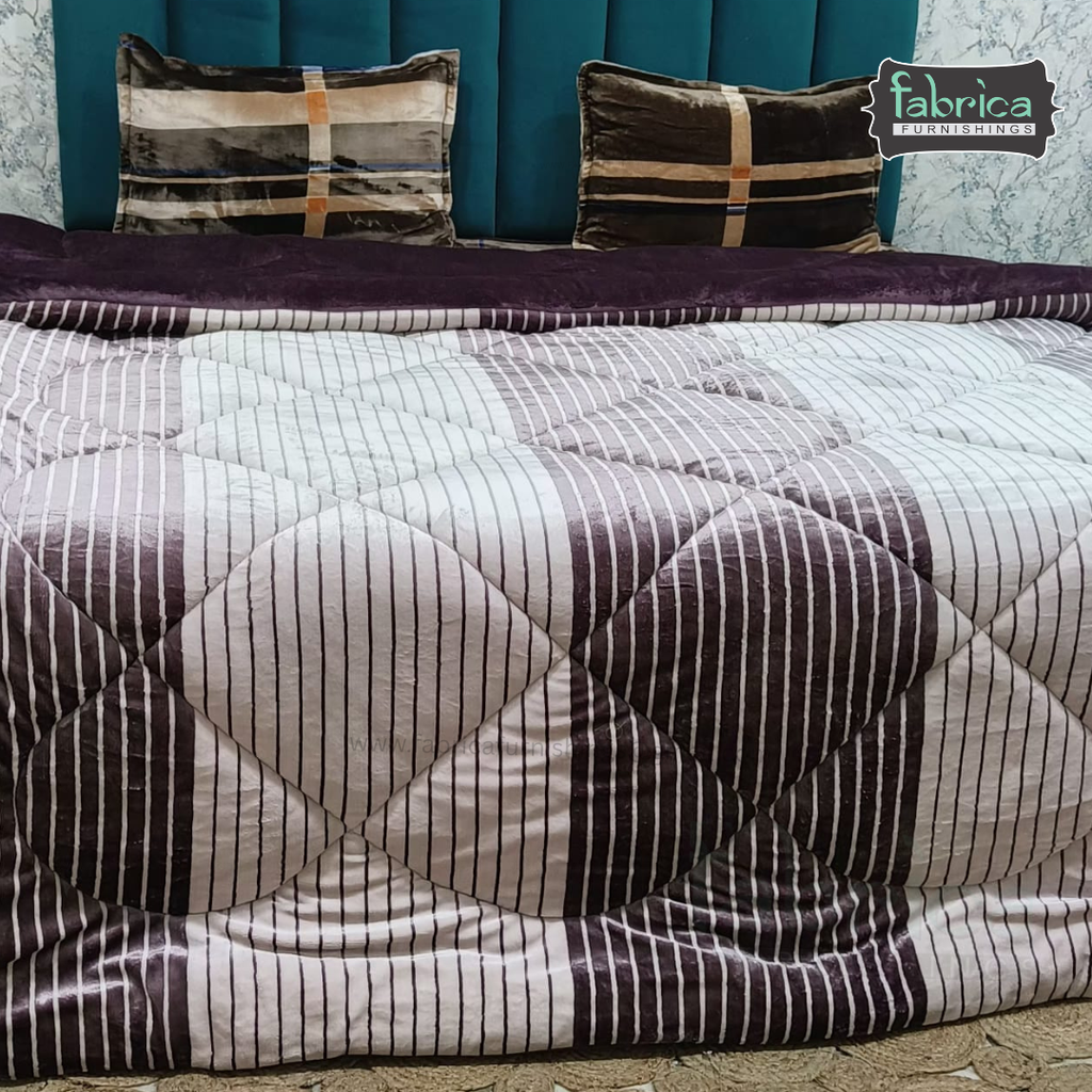 Softora Stripe Printed King Size Reversible Winter Quilts