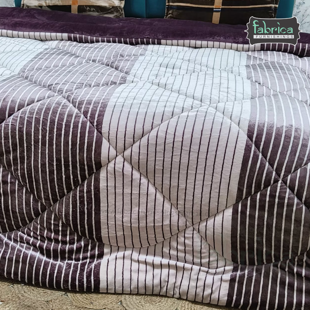 Softora Stripe Printed King Size Reversible Winter Quilts