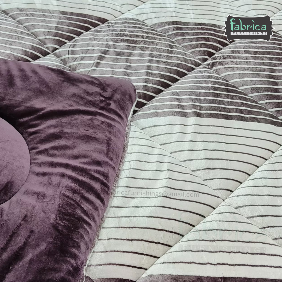 Softora Stripe Printed King Size Reversible Winter Quilts