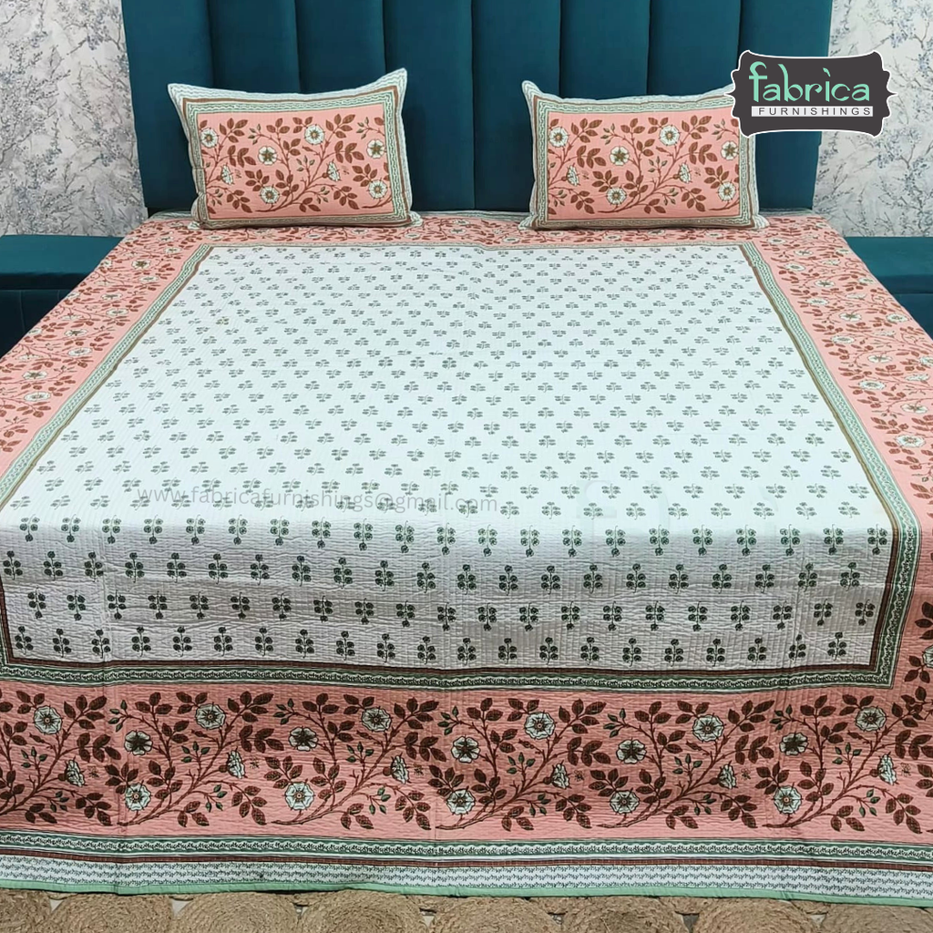 Rajwada Handblock Quilted Reversible Pure Cotton Bedcover