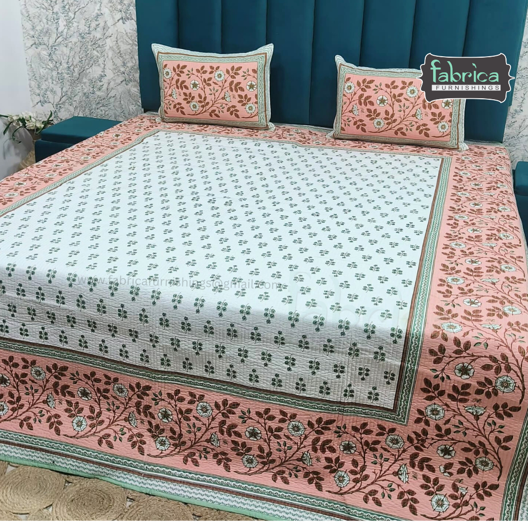 Rajwada Handblock Quilted Reversible Pure Cotton Bedcover