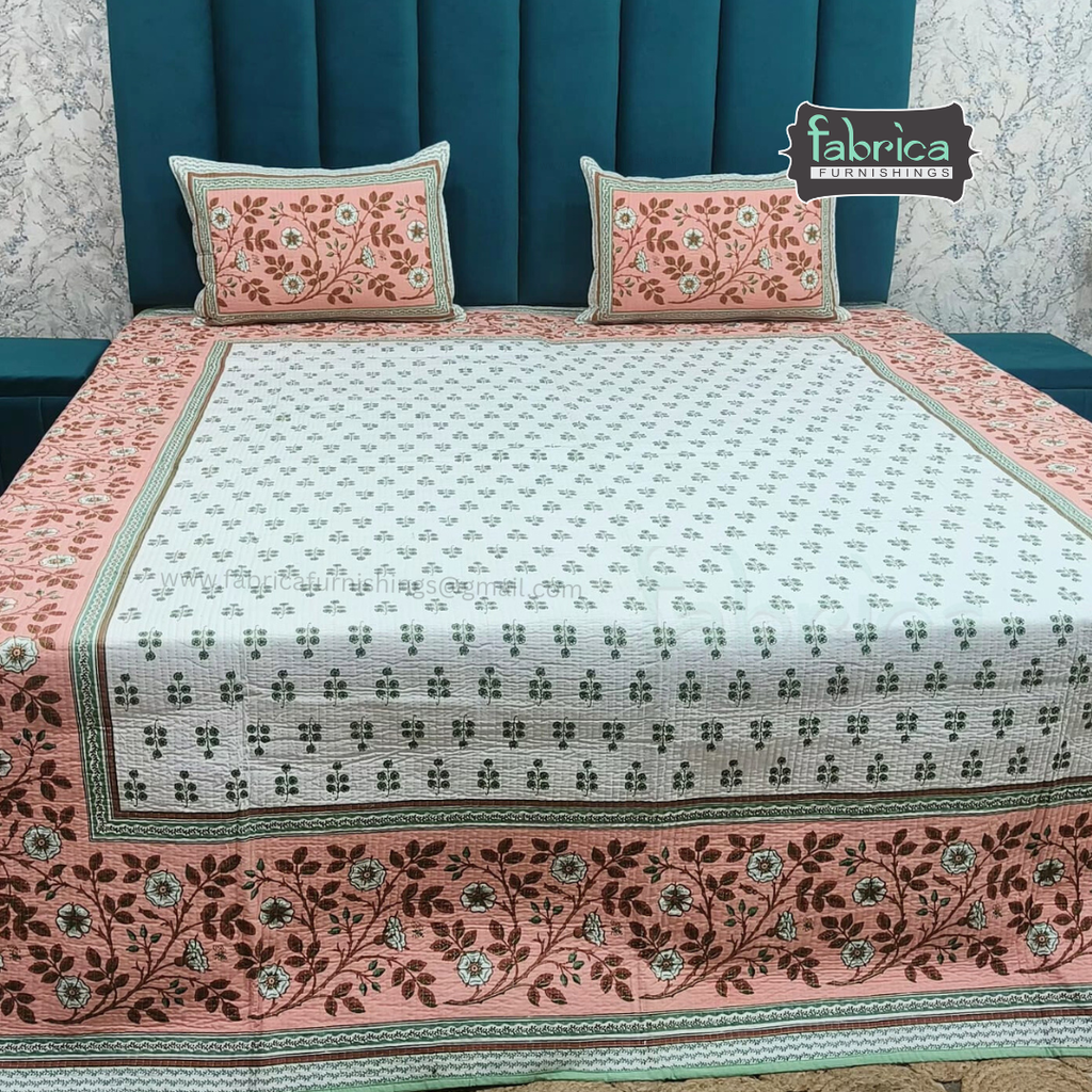 Rajwada Handblock Quilted Reversible Pure Cotton Bedcover
