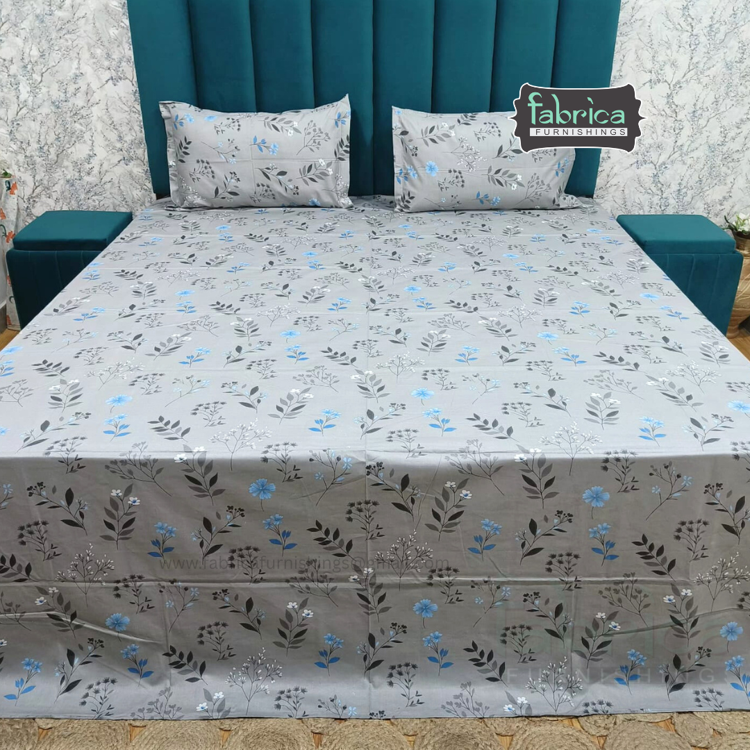 Floral Bliss King Size Pure Cotton Printed Bedsheet Set