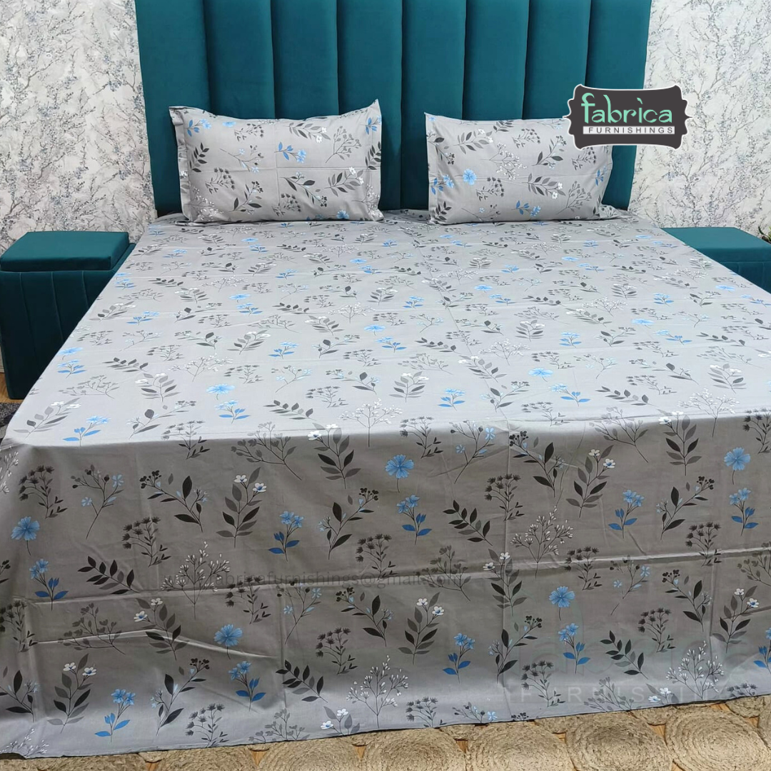 Floral Bliss King Size Pure Cotton Printed Bedsheet Set