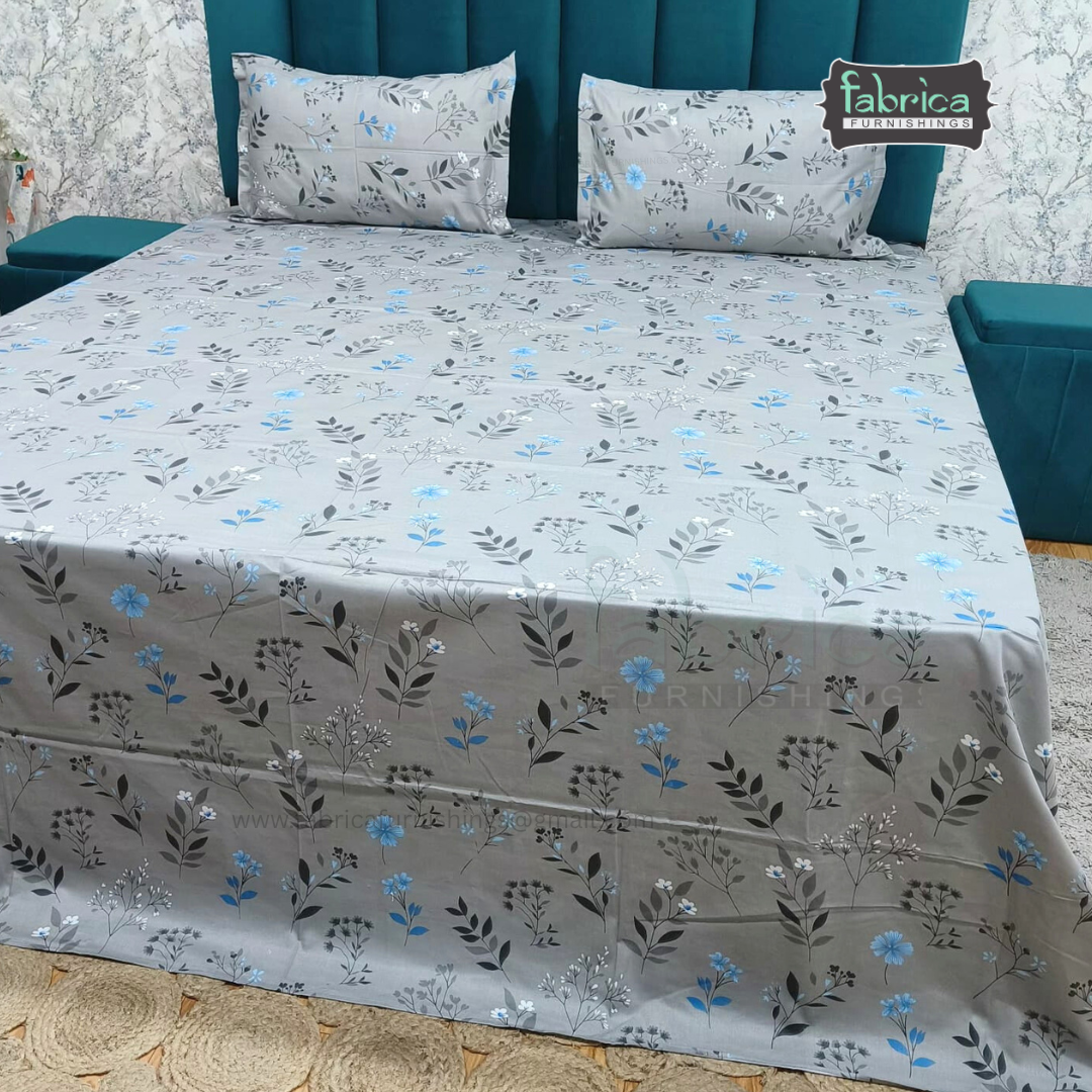 Floral Bliss King Size Pure Cotton Printed Bedsheet Set