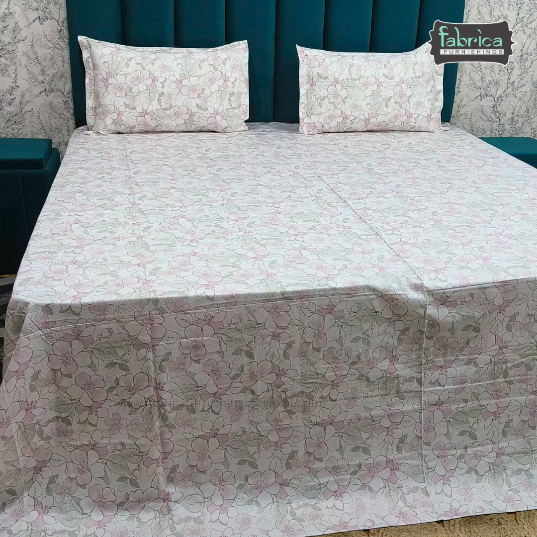 Floral Bliss King Size Pure Cotton Printed Bedsheet Set
