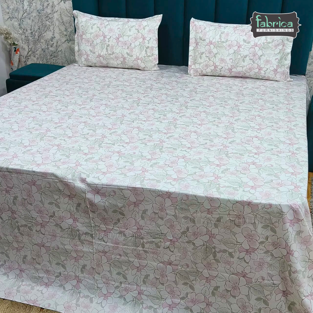 Floral Bliss King Size Pure Cotton Printed Bedsheet Set
