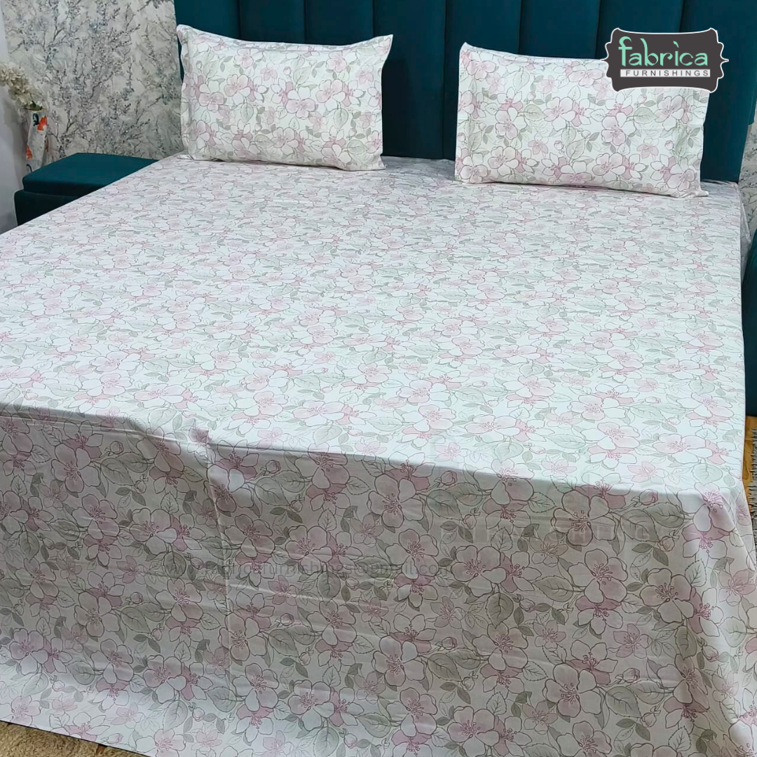 Floral Bliss King Size Pure Cotton Printed Bedsheet Set