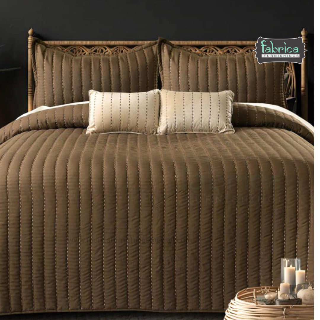 Cozy Dreams Quilted Embroidered 5 Piece Bedding Set