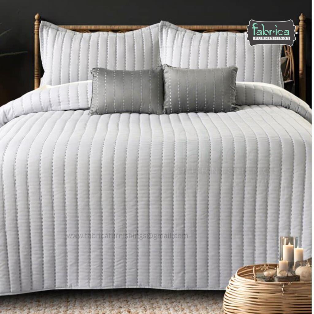 Cozy Dreams Quilted Embroidered 5 Piece Bedding Set