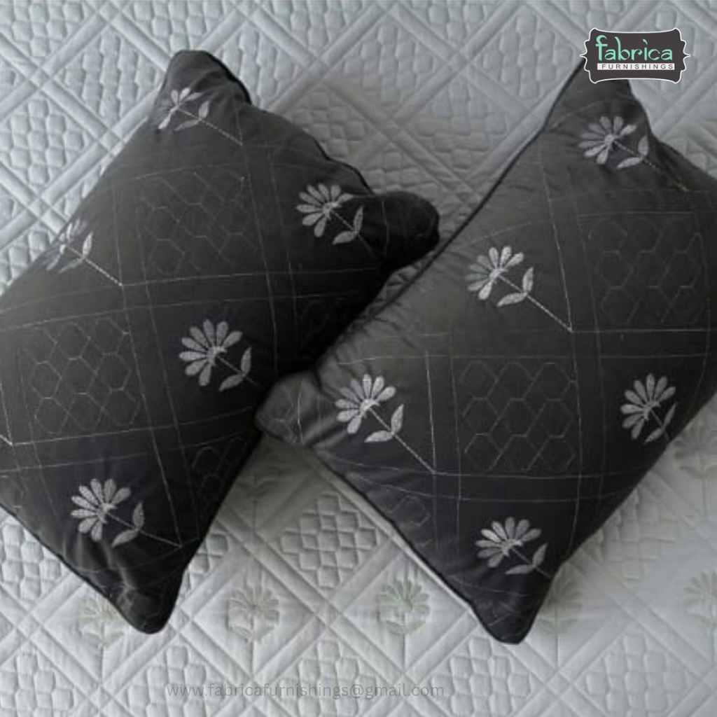 Monarch Quilted Embroidered 5 Piece Bedding Set