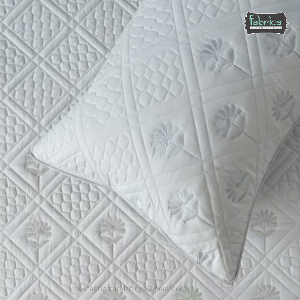 Monarch Quilted Embroidered 5 Piece Bedding Set