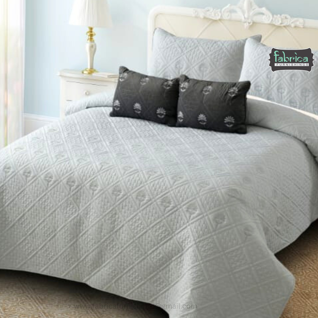 Monarch Quilted Embroidered 5 Piece Bedding Set