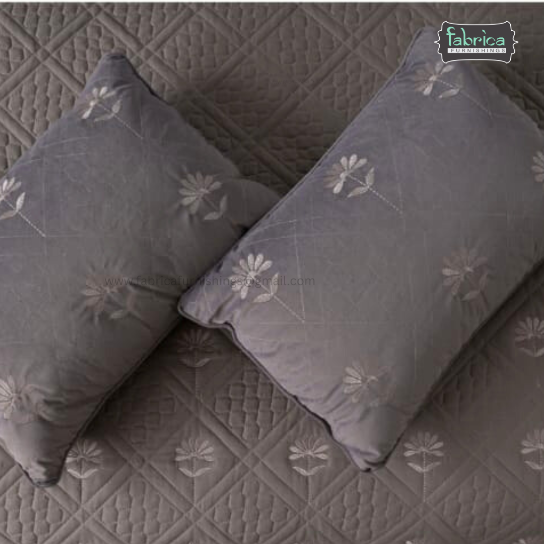 Monarch Quilted Embroidered 5 Piece Bedding Set