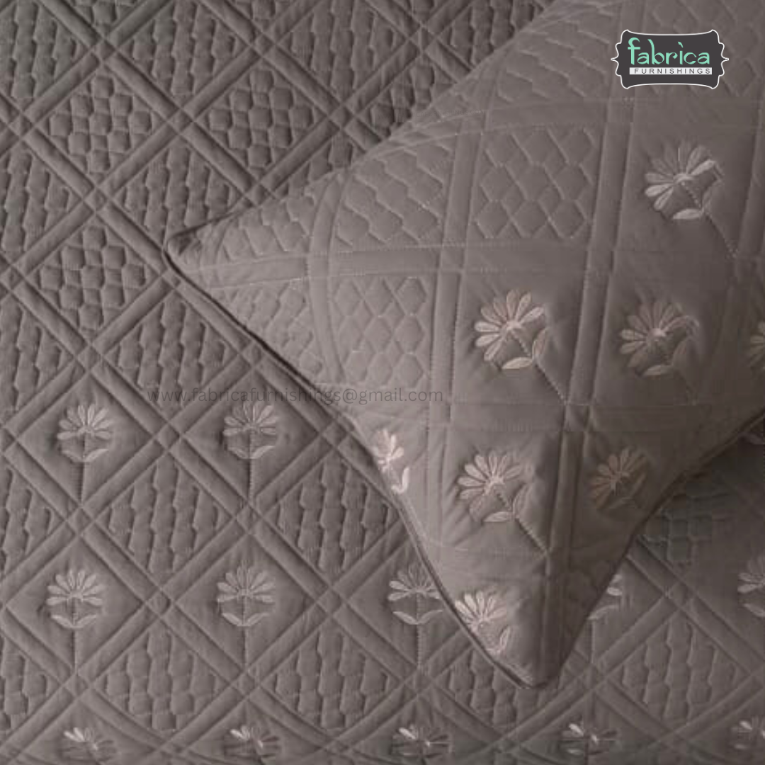 Monarch Quilted Embroidered 5 Piece Bedding Set