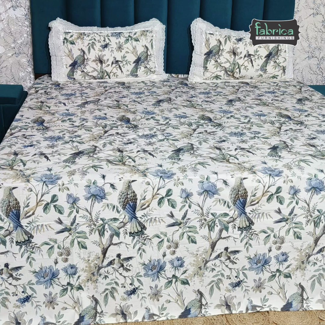 Traditional Anokhi Prints Pure Cotton King Size Lacework  Bedsheet