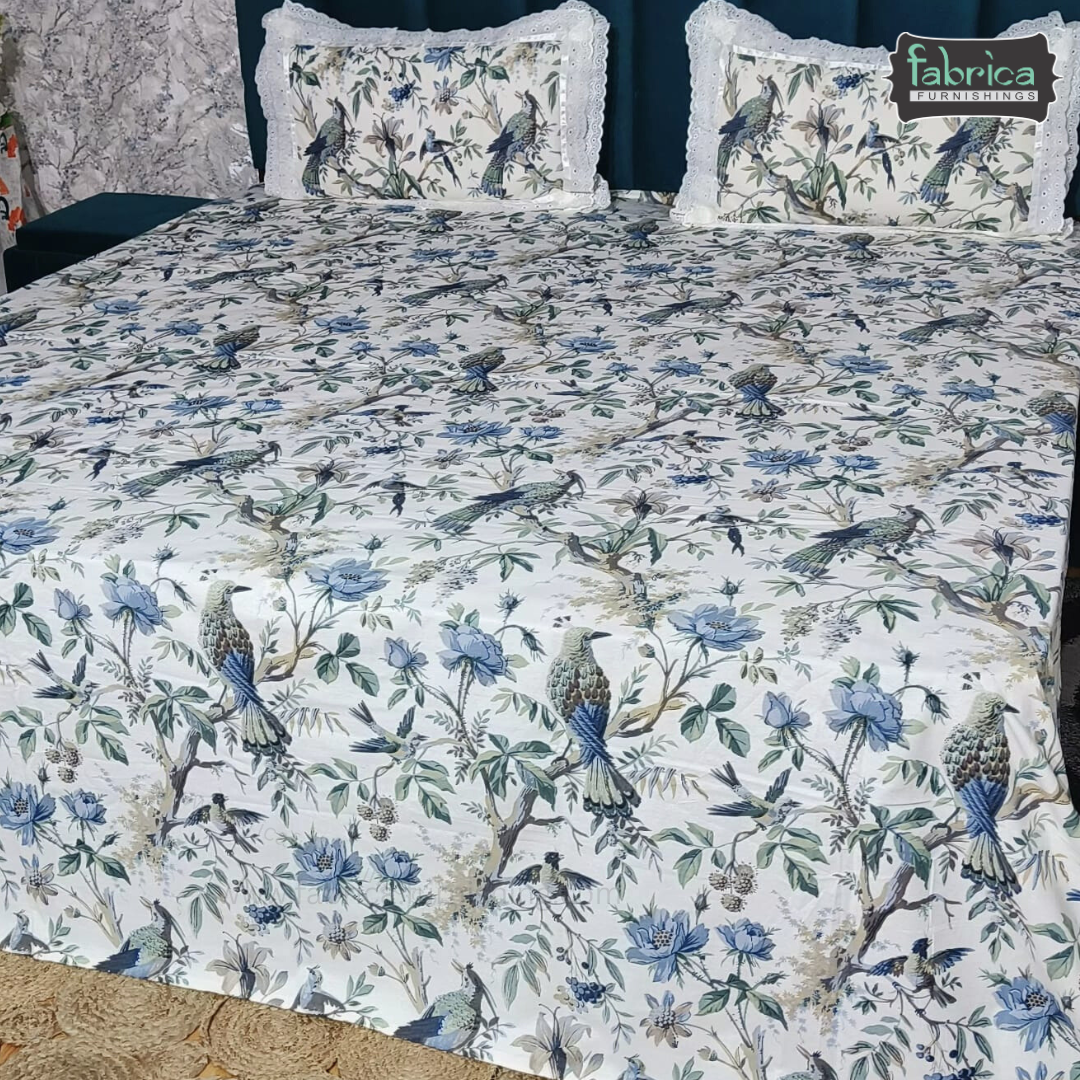 Traditional Anokhi Prints Pure Cotton King Size Lacework  Bedsheet