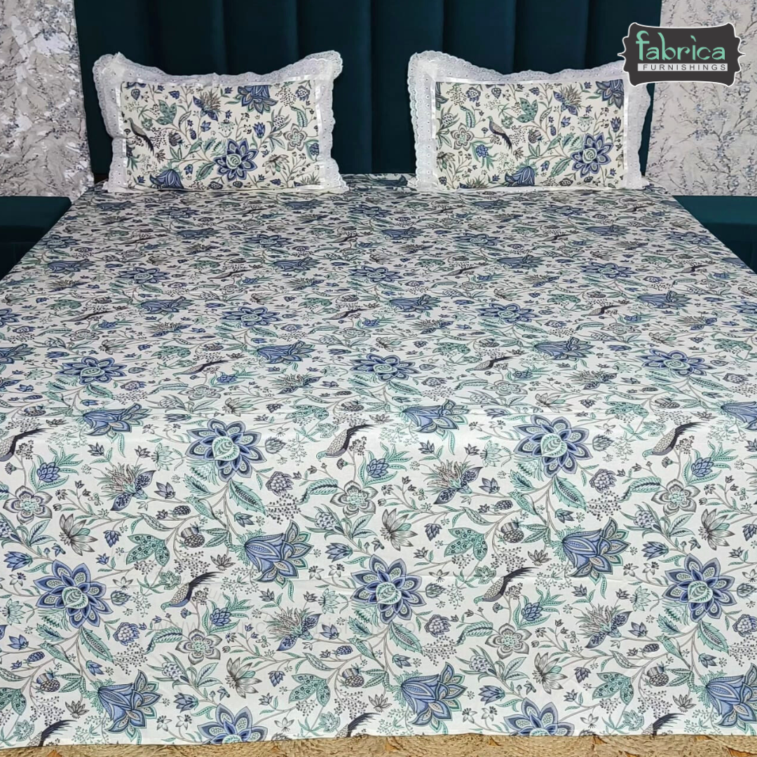 Traditional Anokhi Prints Pure Cotton King Size Lacework  Bedsheet