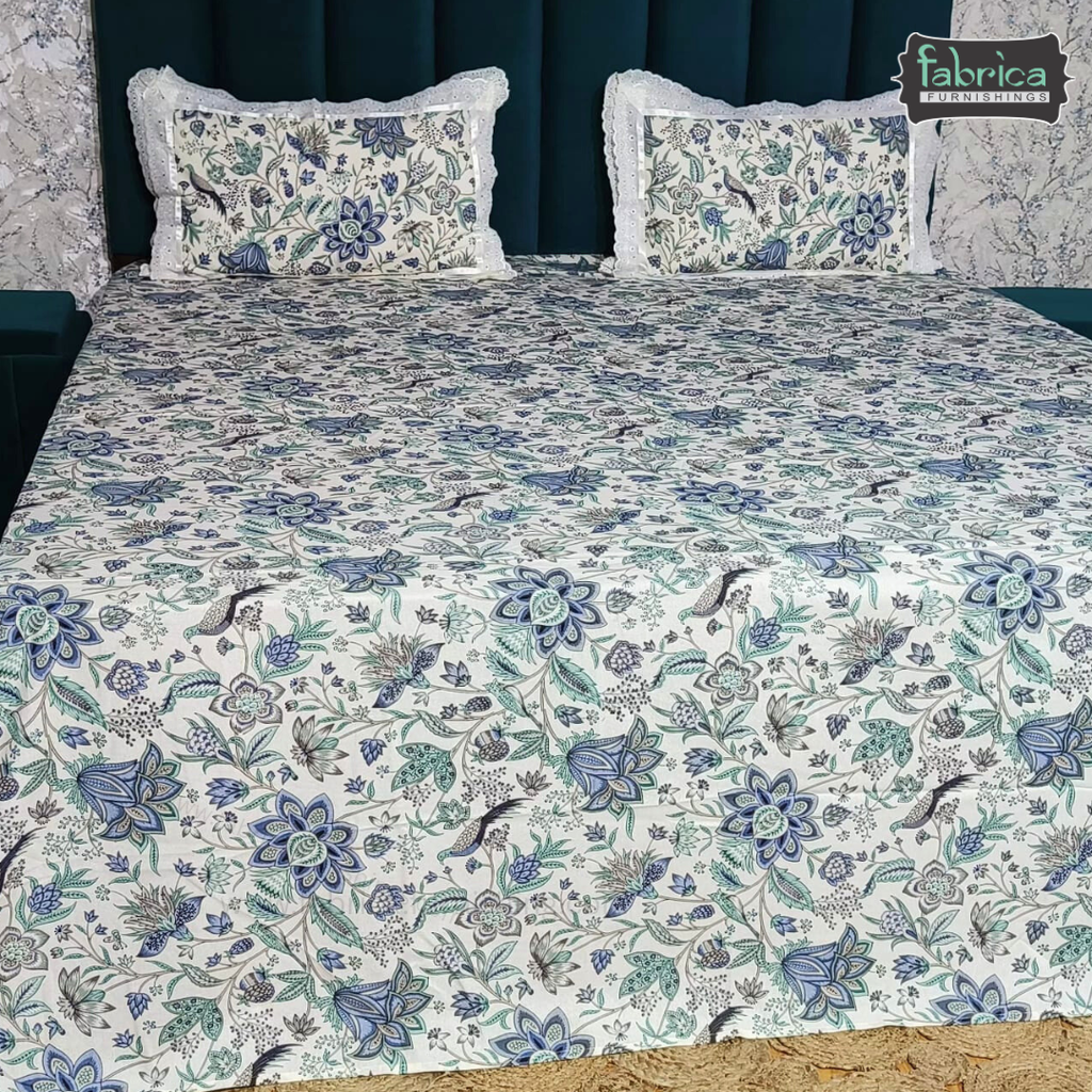 Traditional Anokhi Prints Pure Cotton King Size Lacework  Bedsheet