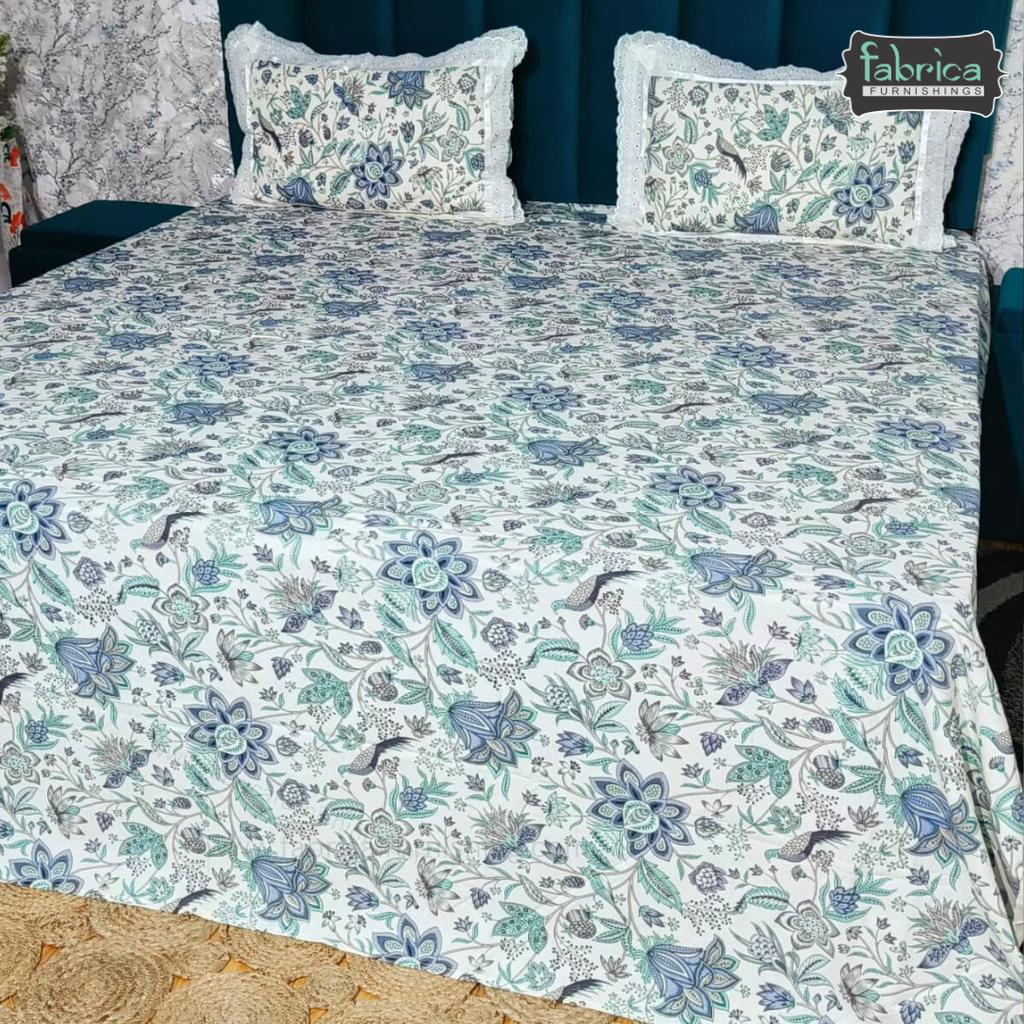 Traditional Anokhi Prints Pure Cotton King Size Lacework  Bedsheet