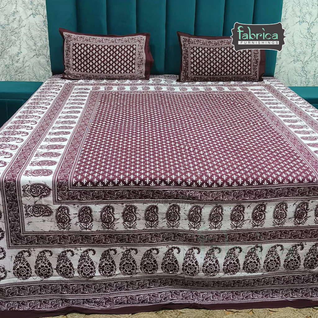 Indigo Printed Double Bed Pure Cotton Bedsheet