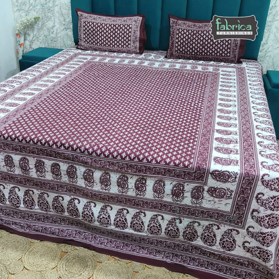 Indigo Printed Double Bed Pure Cotton Bedsheet