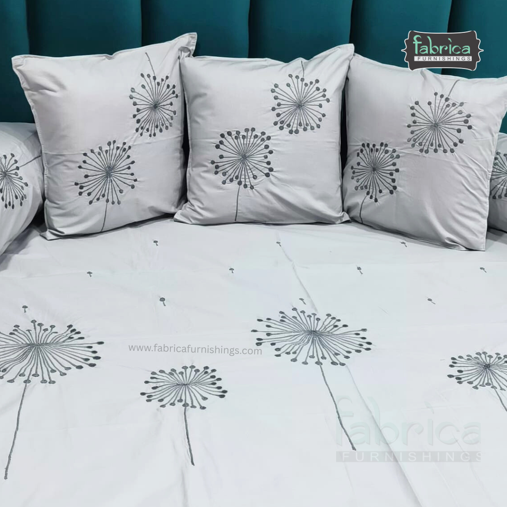 Decor Classic Designer Pure Cotton 8 Pcs Embroidered Diwan Set