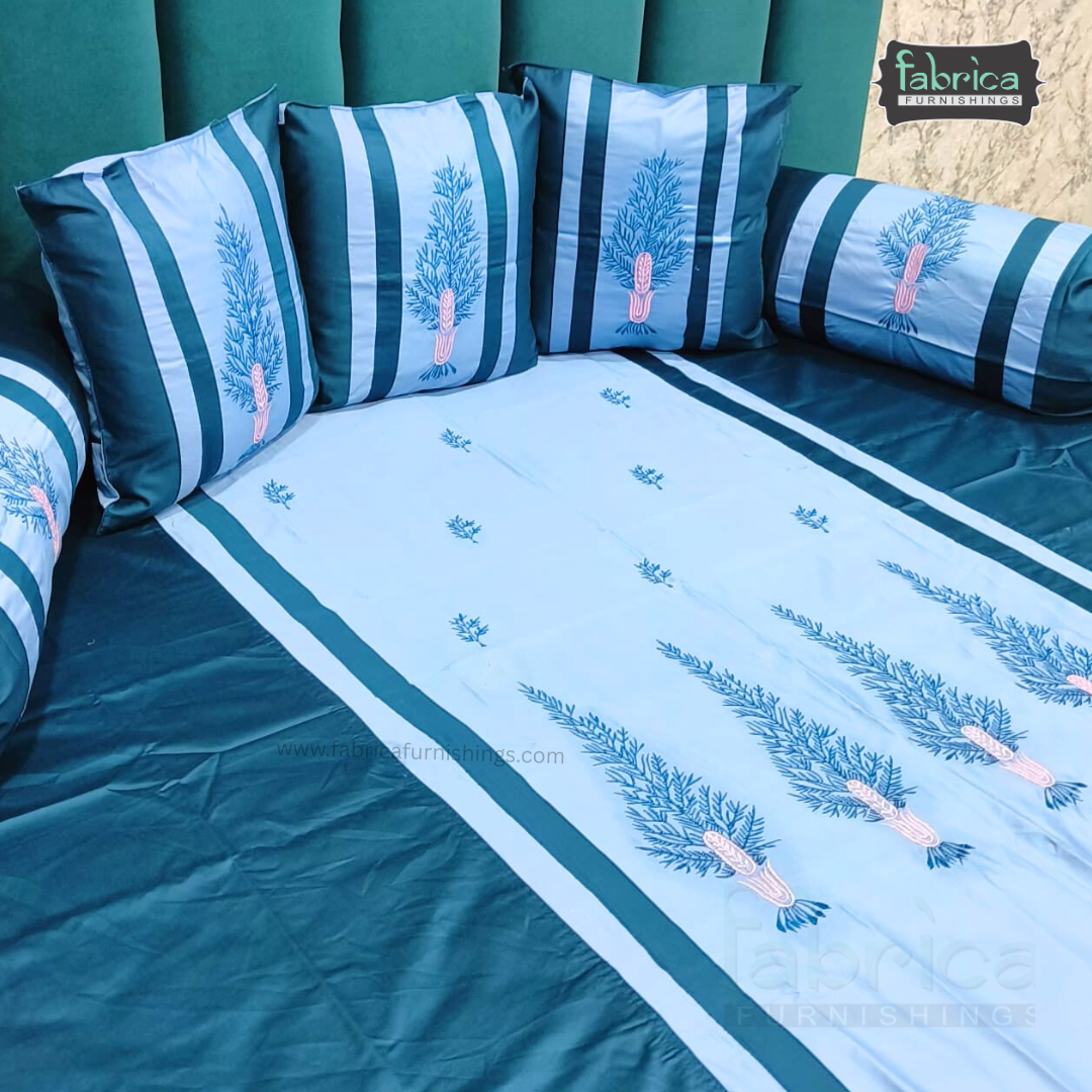 Decor Classic Designer Pure Cotton 8 Pcs Embroidered Diwan Set