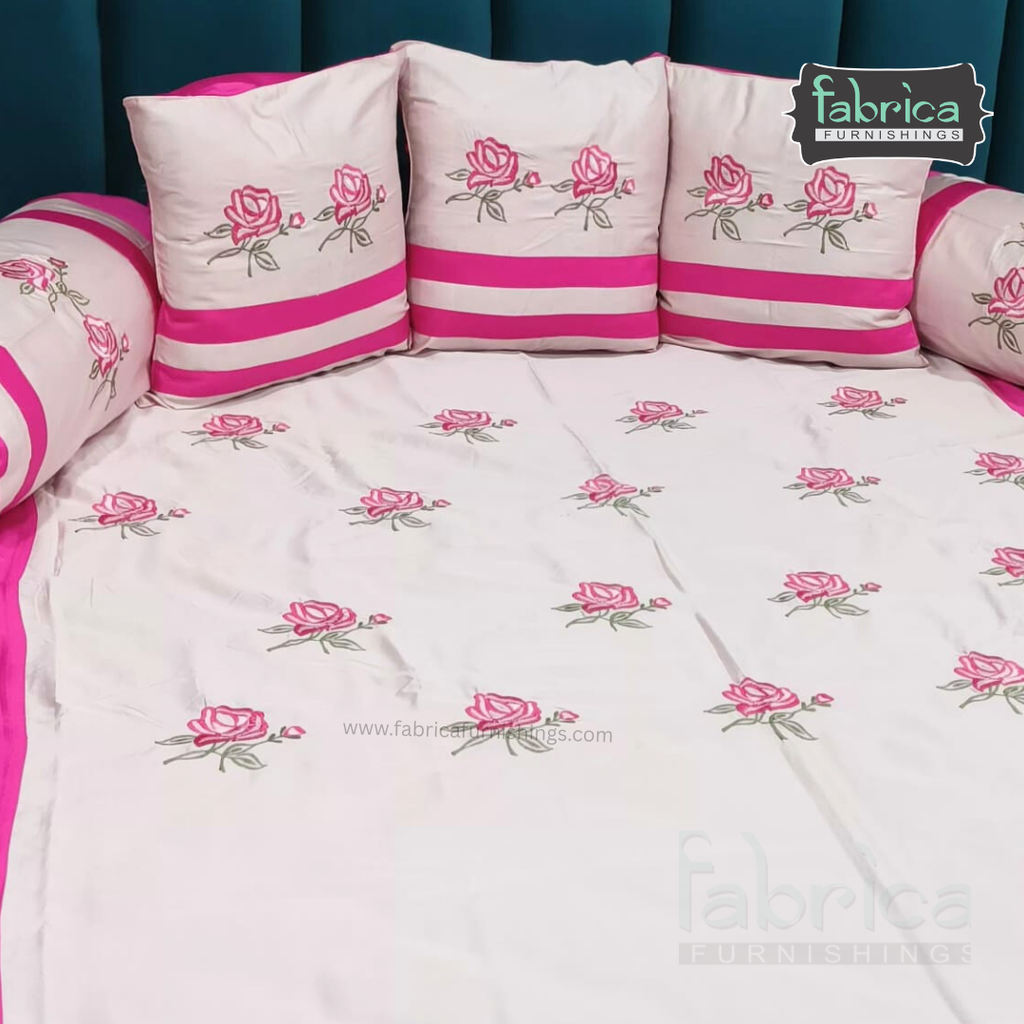 Decor Classic Designer Pure Cotton 8 Pcs Embroidered Diwan Set