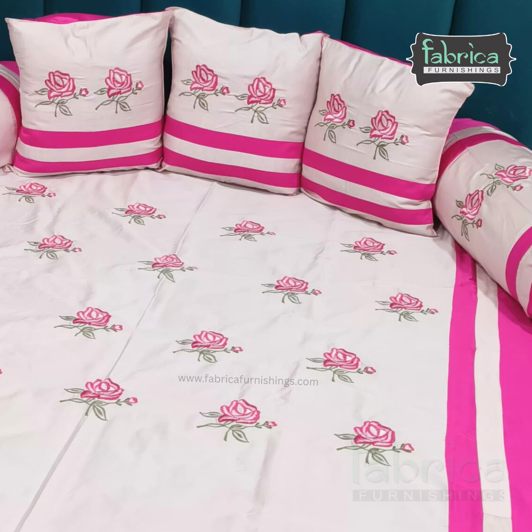 Decor Classic Designer Pure Cotton 8 Pcs Embroidered Diwan Set