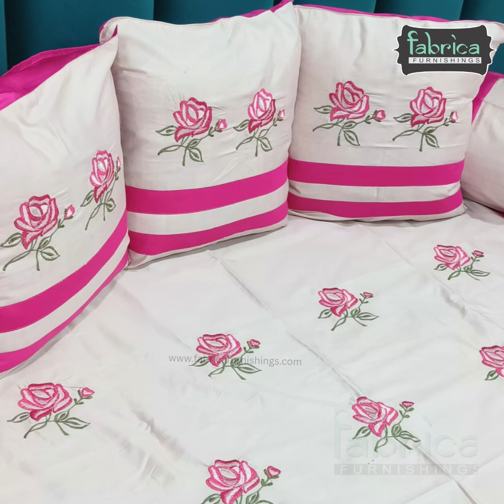 Decor Classic Designer Pure Cotton 8 Pcs Embroidered Diwan Set